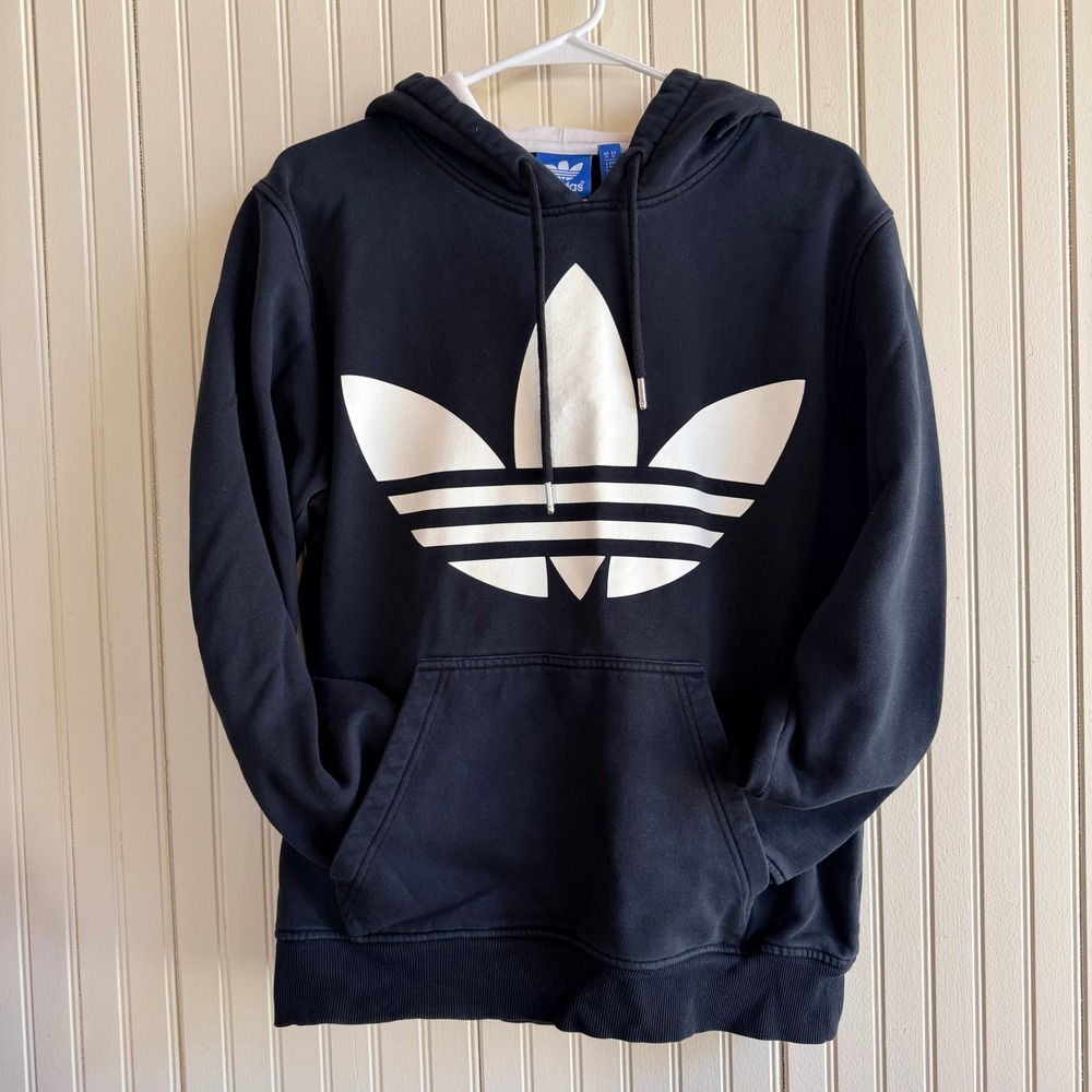Adidas Originals‎ Trefoil Hoodie Black Graphic Back Mens Medium Sweatshirt